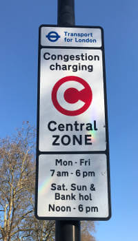 Road sign when entering the Congestion Charge Zone
